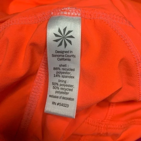 Athleta Ready Set Bright Orange Running Shorts Size Medium - Picture 4 of 8